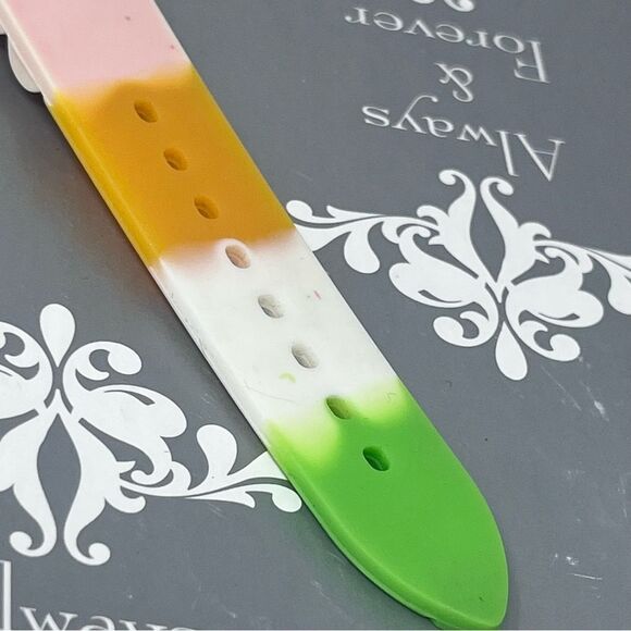 Geneva 5373 Multi Color Silicone Band Rhinestone Face Stainless Steel Watch - Picture 11 of 11